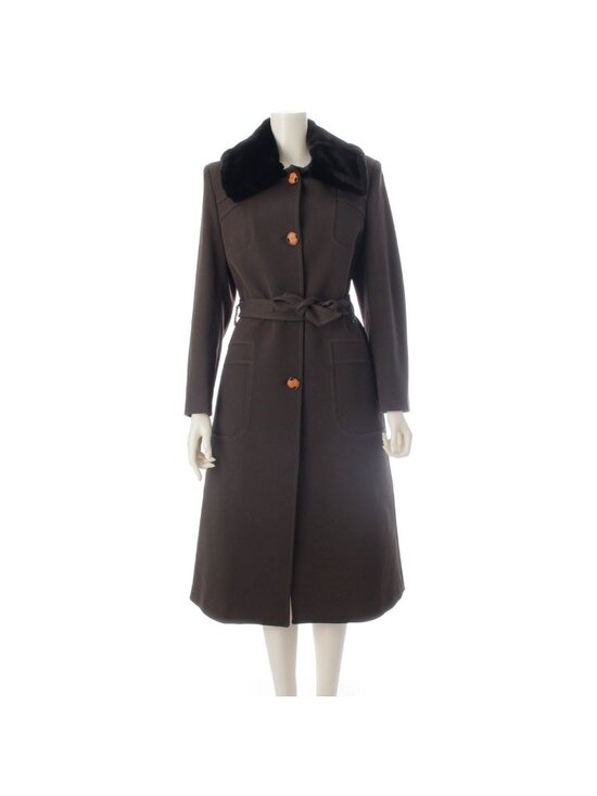 Fendi Jackets & Blazers - Fendi Nylon Wool Fur Long Coat Brown 40